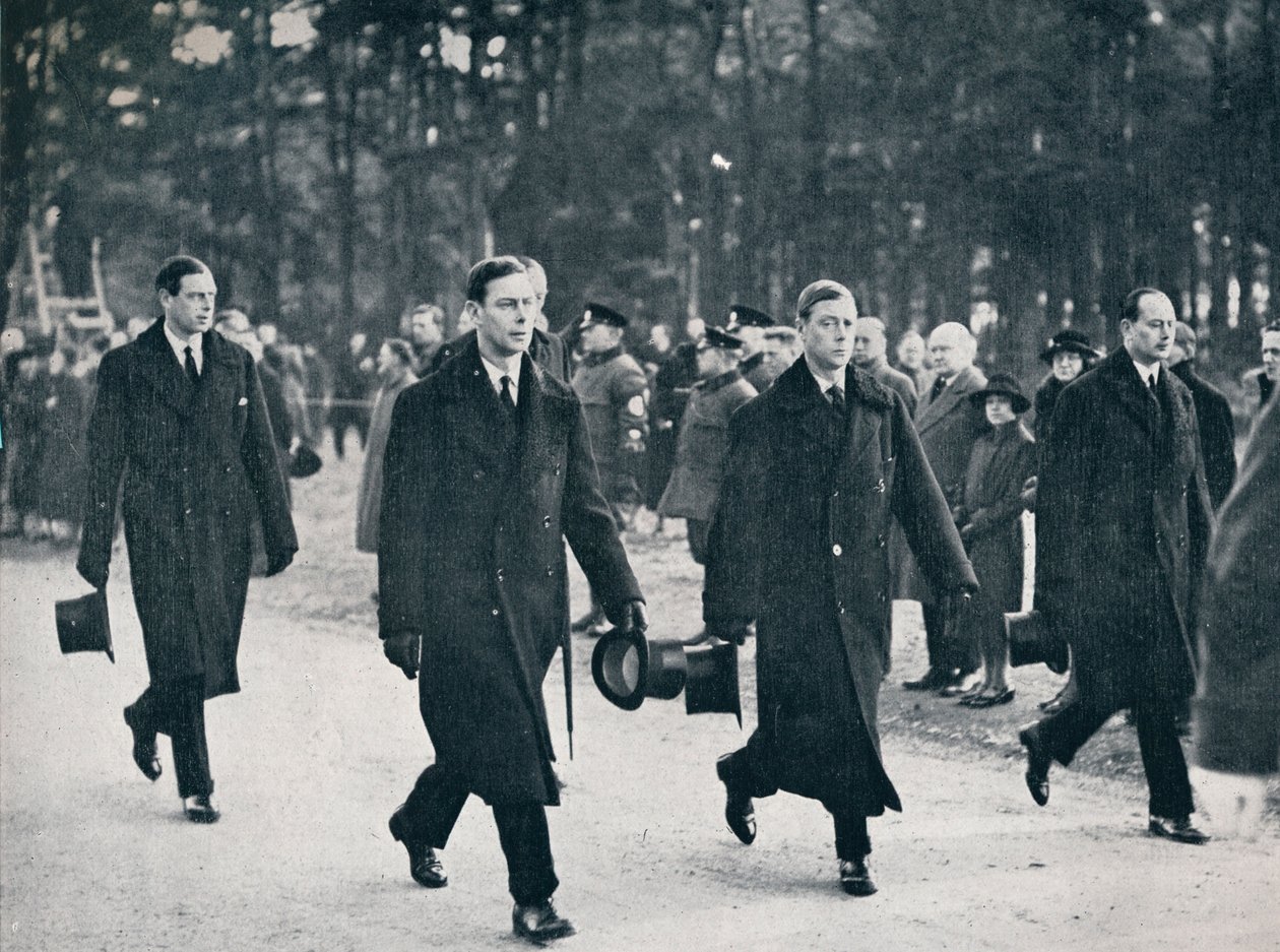 VIII. Edward király és három testvére követi a fegyveres kocsit, 1936 alkotó: Unbekannt