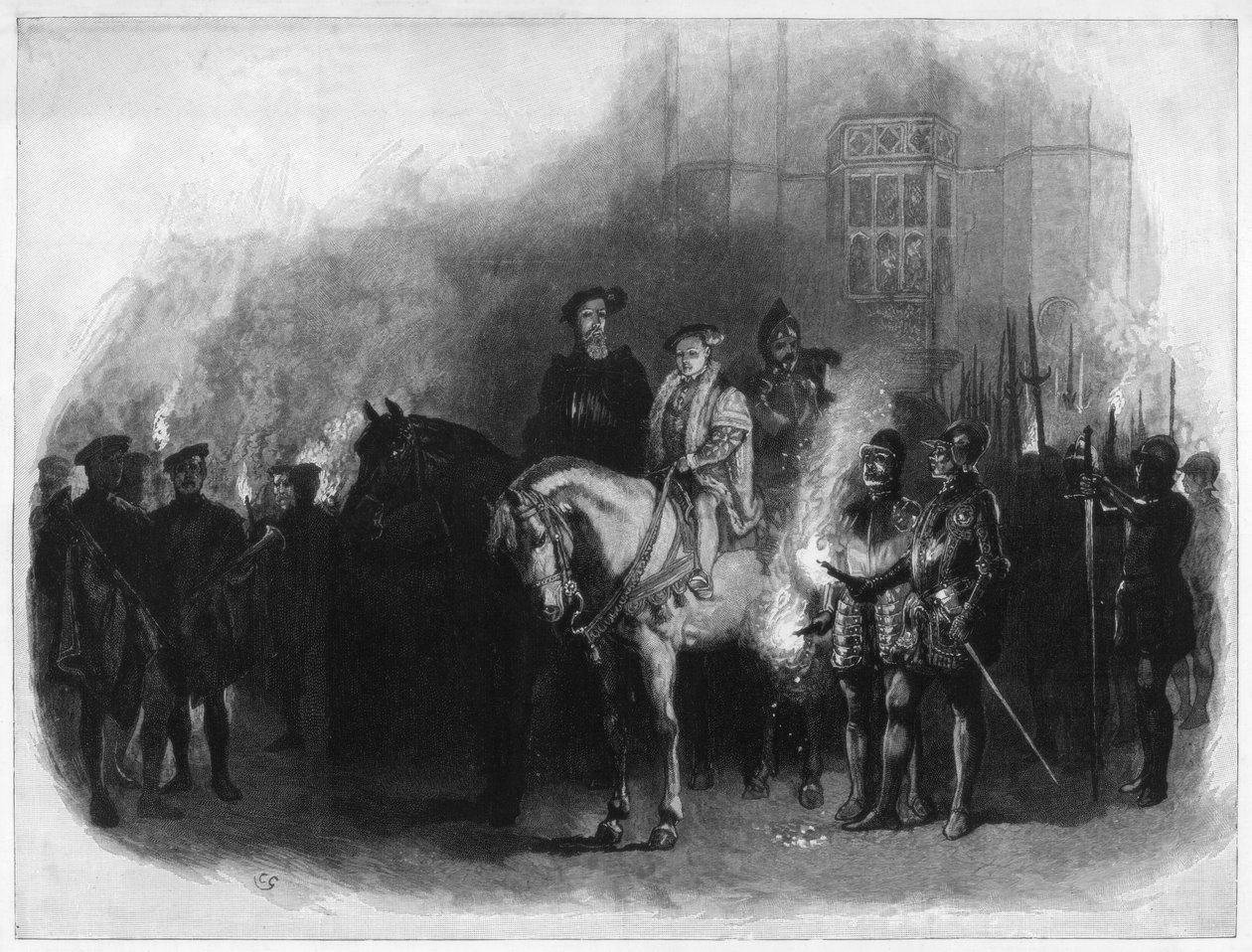 VI. Edward király és Edward Seymour, Somerset hercege, Hampton Court, 19. század alkotó: Unbekannt