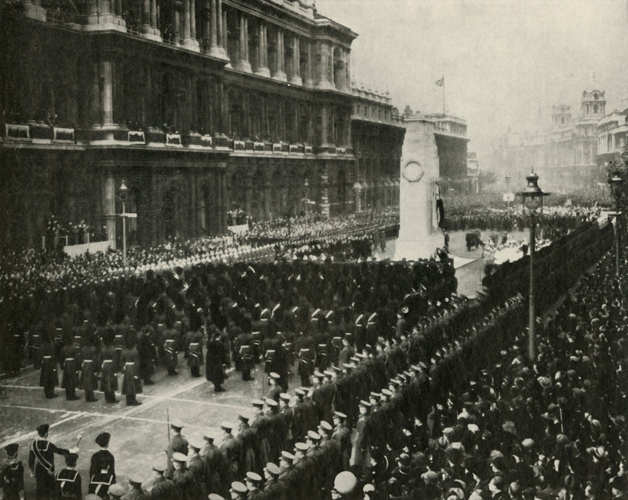 VI. György király részt vesz a fegyverszüneti ünnepségen a Cenotaphban, Whitehallban, 1936. november 11-én, 1937. alkotó: Unbekannt