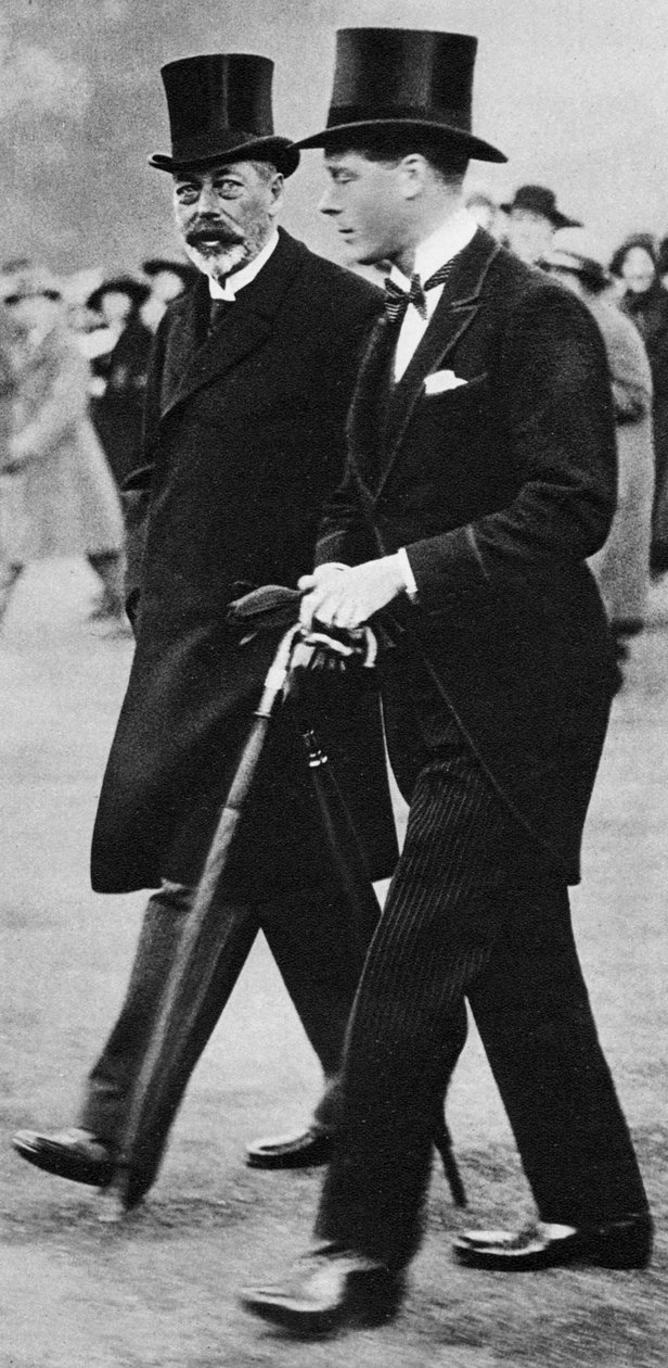 V. György király és fia, Edward herceg, Windsor hercege, 1930-as évek alkotó: Unbekannt