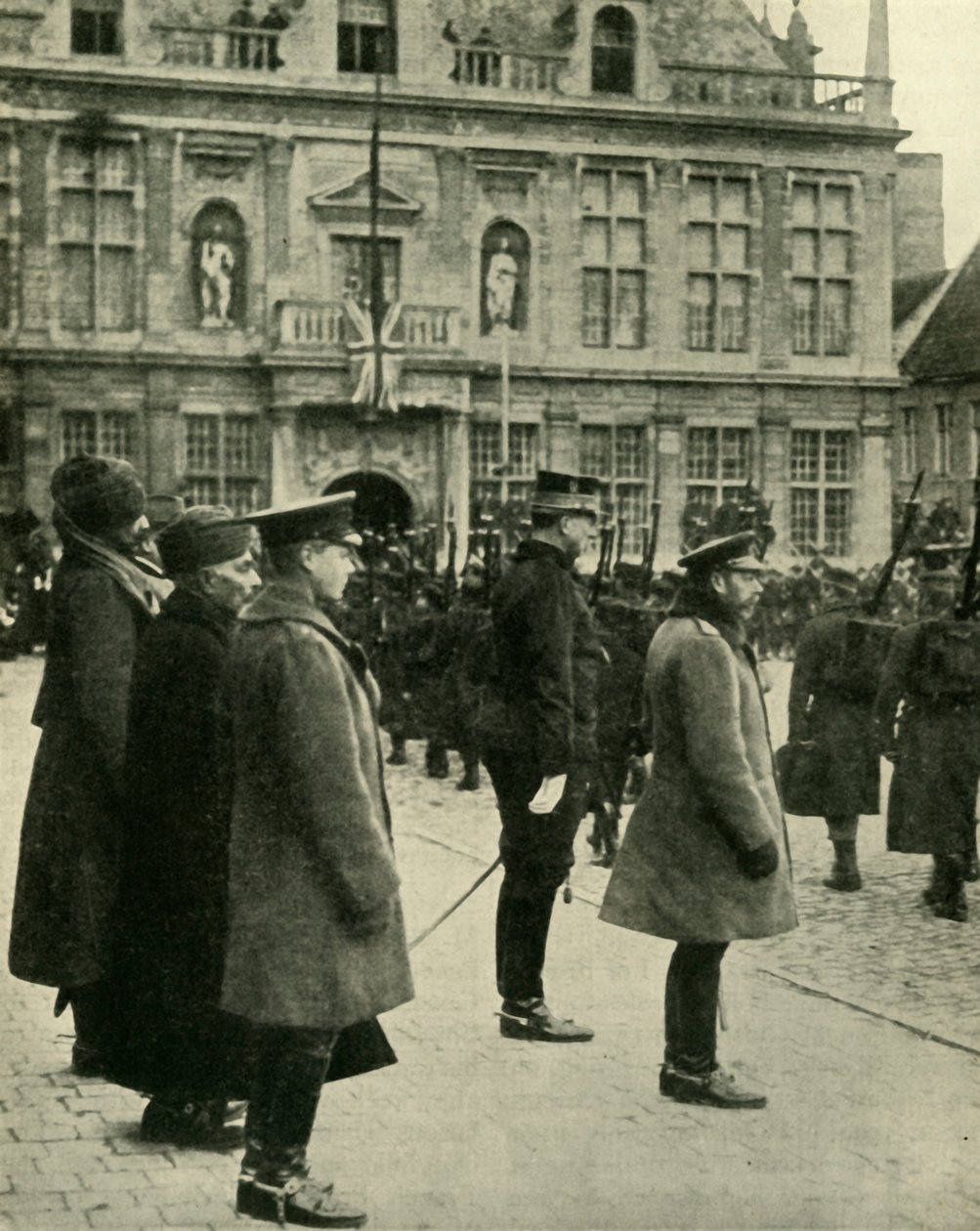 V. György király Furnesben, Belgiumban, Első világháború, 1914. december 4., 1920. alkotó: Unbekannt