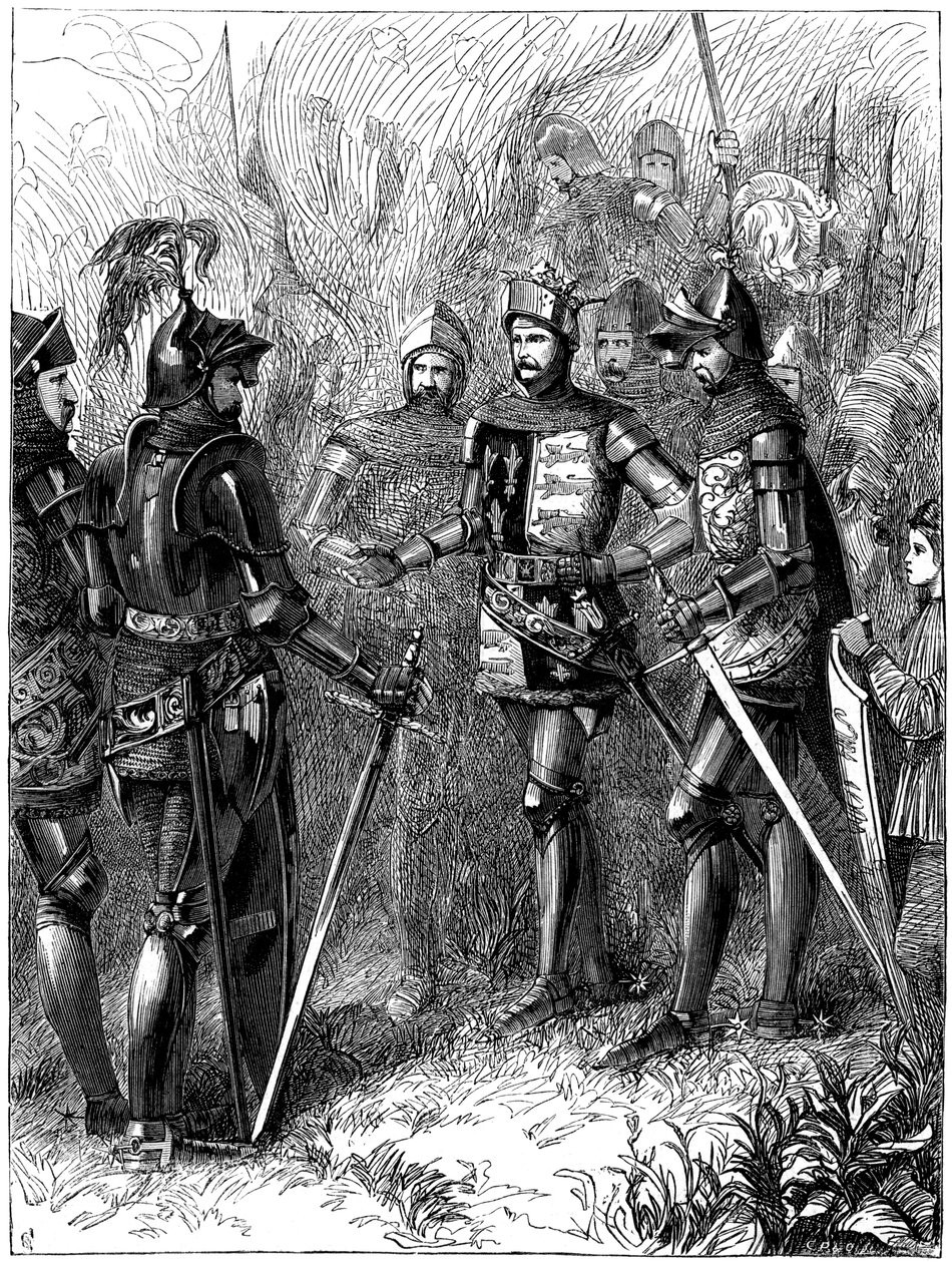 V. Henrik király 1387-1422 és a Sire de Helly Agincourtban, 1415 alkotó: Unbekannt
