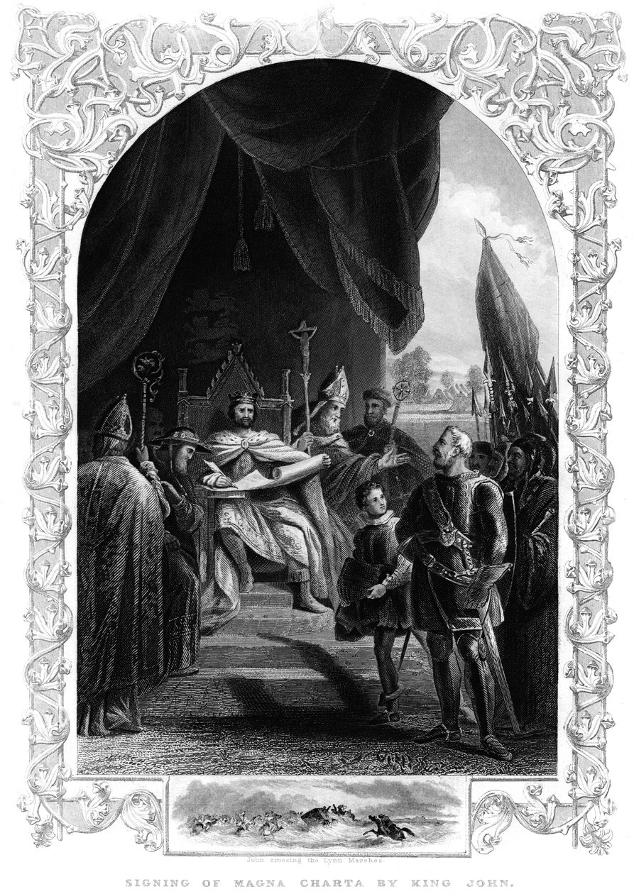 János király 1167-1216 a Magna Carta aláírása Runnymedesben, 1215 alkotó: Unbekannt