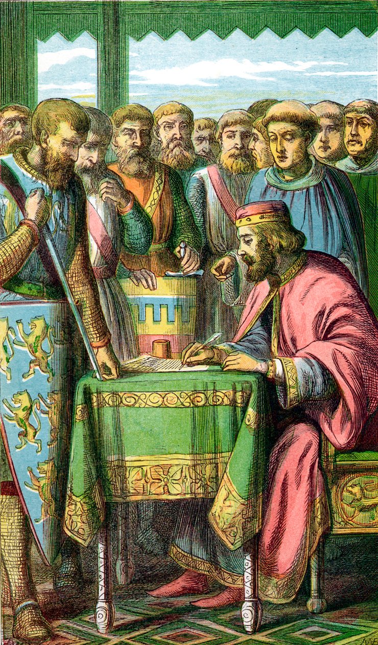 János király aláírta a Magna Cartát Runnymede-ben, Surrey-ben, 1215. június 15-én c1860 alkotó: Unbekannt