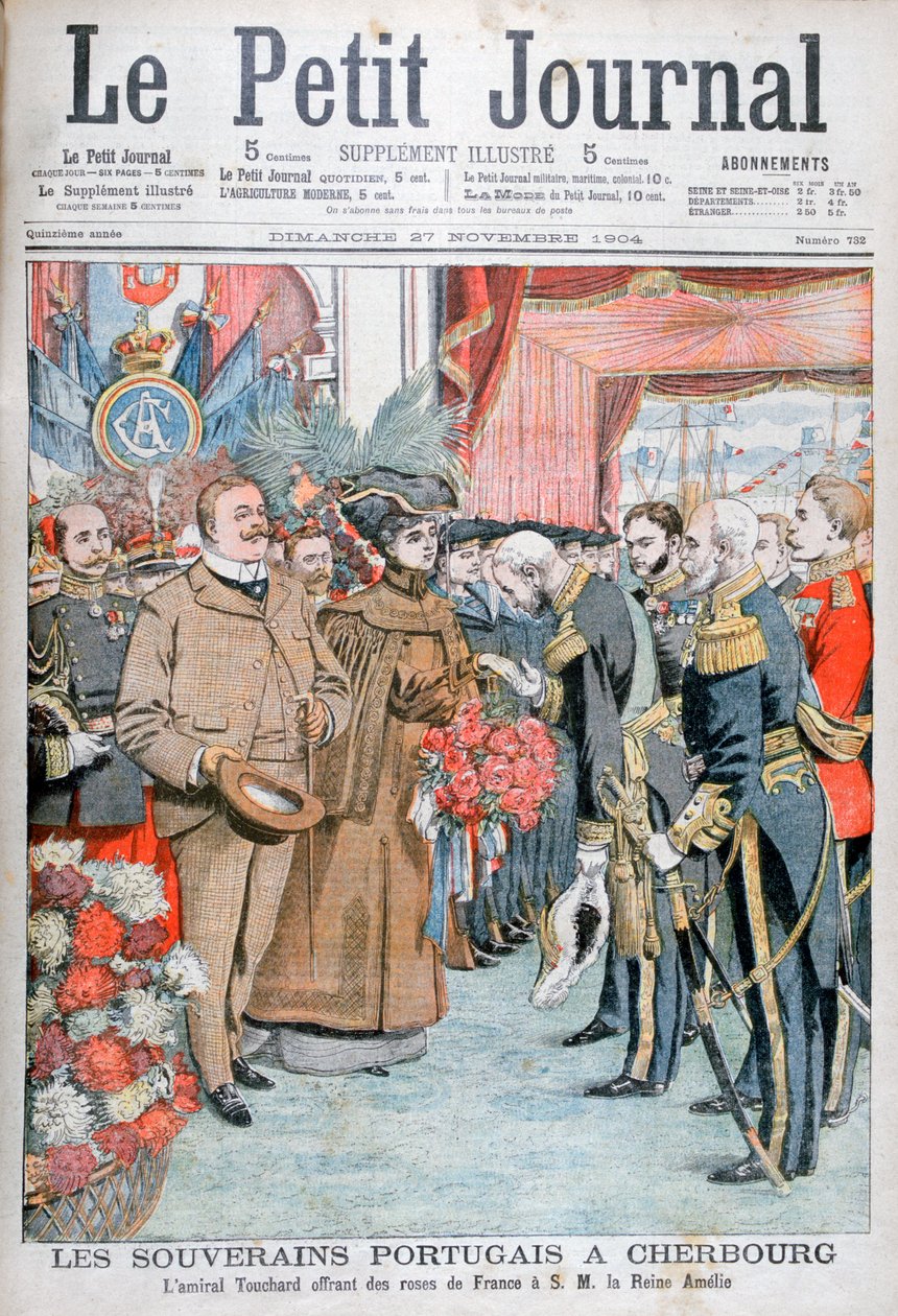 Portugália királya és királynője, Touchard admirális virággal ajándékozta meg, 1904 alkotó: Unbekannt