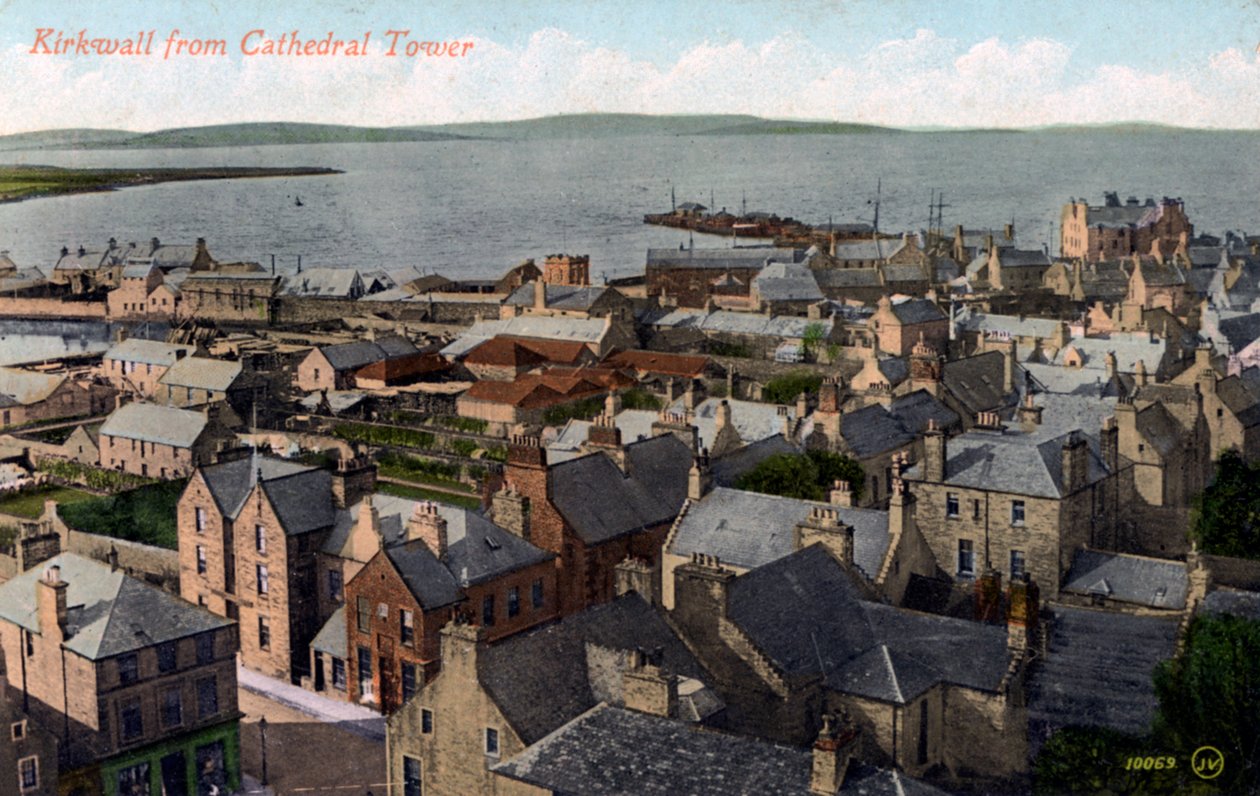Kirkwall a katedrális tornyából, Orkney, Skócia, XX. század alkotó: Unbekannt