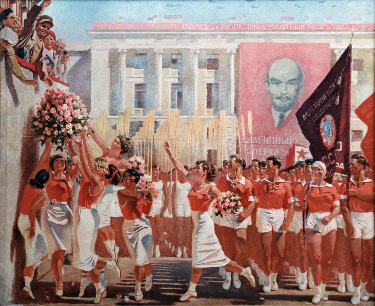 Kirov Vyaches a Sportolók felvonulásában (1935) és A, N, Samokhvalov festménye. alkotó: Unbekannt