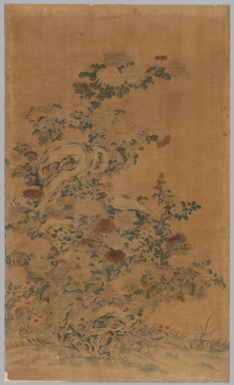 Ko Ssu Panel: sziklák és krizantémok, 1700-1800-as évek. alkotó: Unbekannt