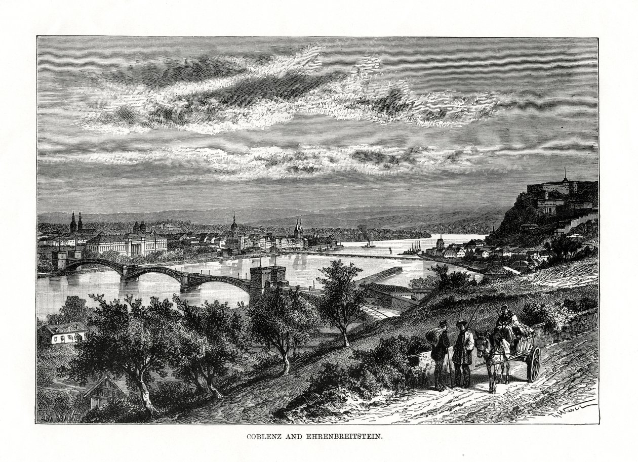 Koblenz és Ehrenbreitstein erőd, Németország, 1879 alkotó: Unbekannt