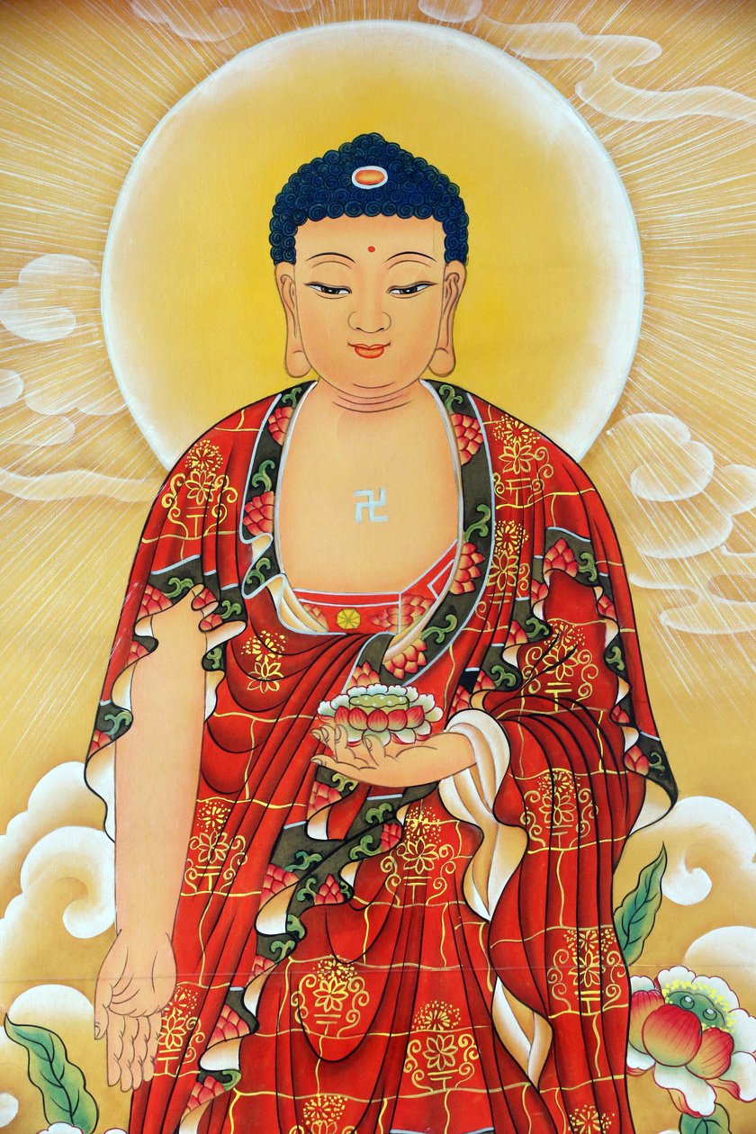 Kong Meng San Phor Kark See kolostor. Shakyamuni Buddha festmény, 20160819, Szingapúr, Szingapúr alkotó: Unbekannt