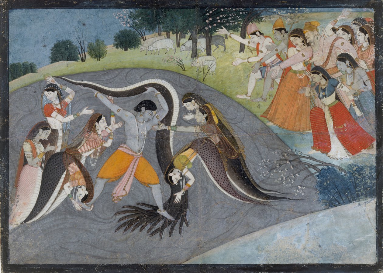 Krishna Subadung Kalia, A kígyódémon: Folio a Bhagavata Purana sorozatból, kb. 1785. alkotó: Unbekannt