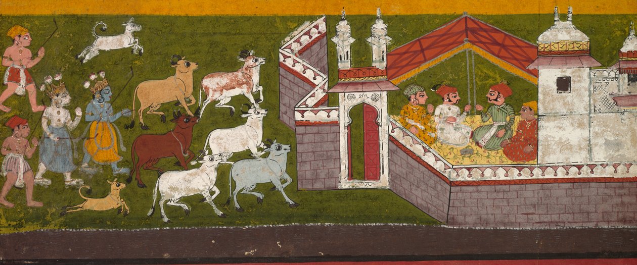 Krisna és Balarama közeledik Mathurához, c. 1740-1750. alkotó: Unbekannt