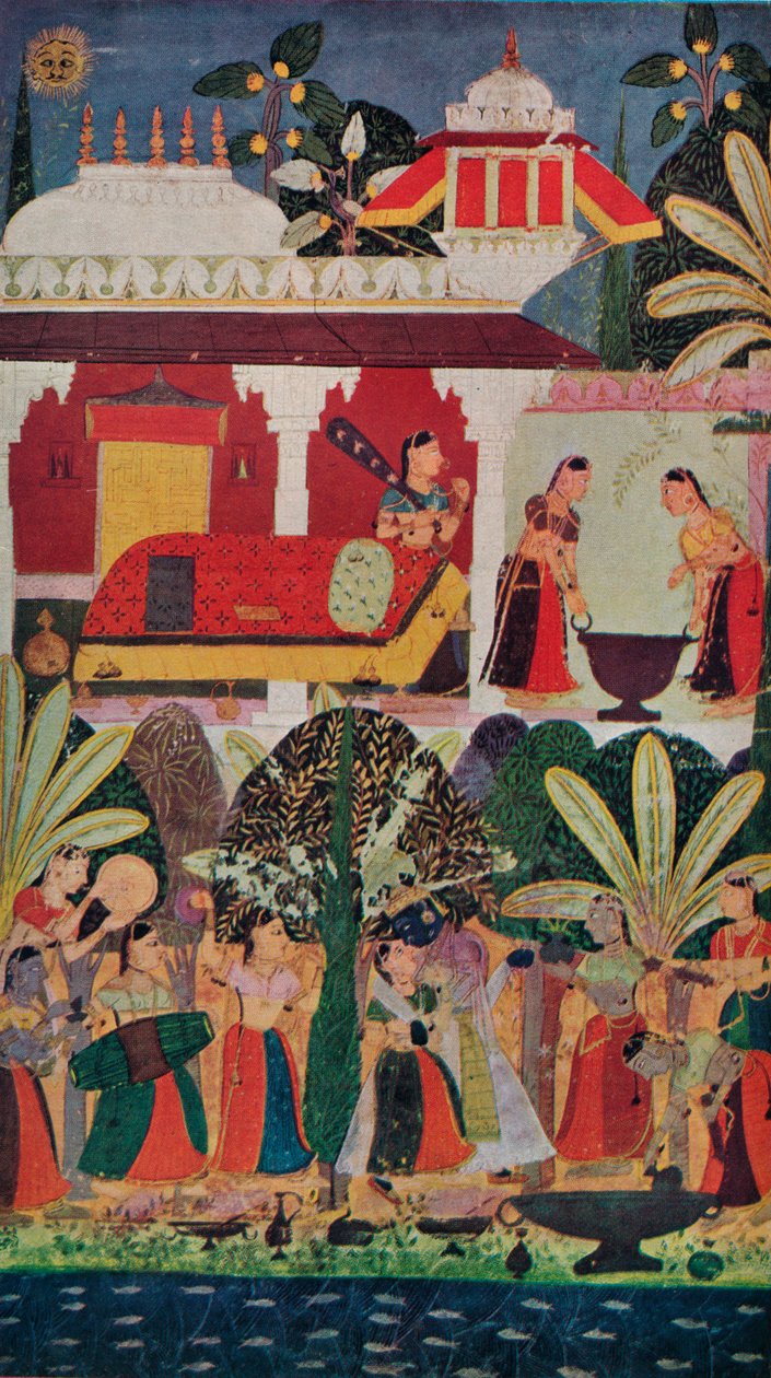 Krishna and the Gopes gopis a Tavaszi Fesztiválon, 17. század, 1929 alkotó: Unbekannt