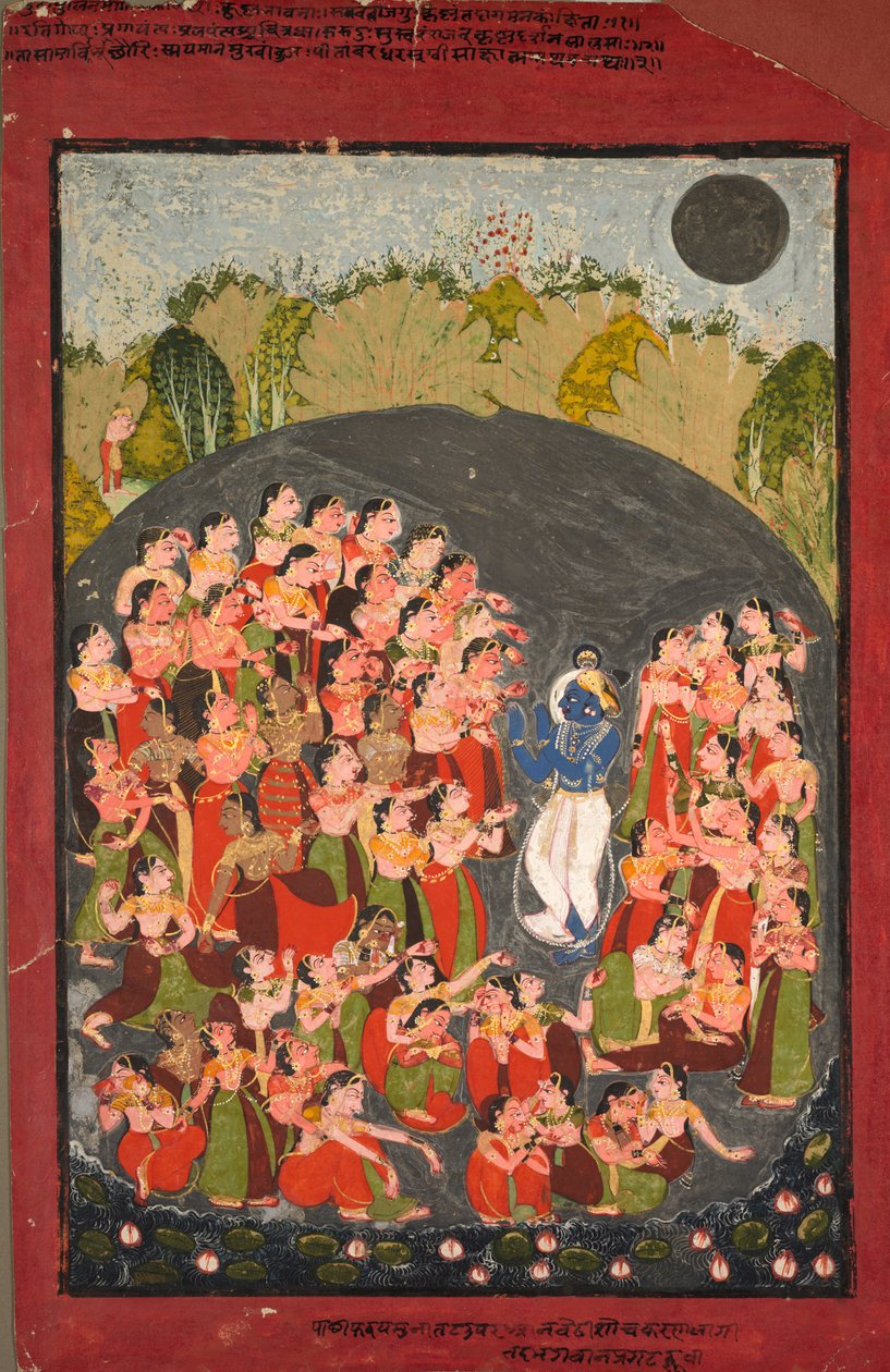 Krishna and the Gopis Gather for Rasamandala, c. 1720-1730. alkotó: Unbekannt