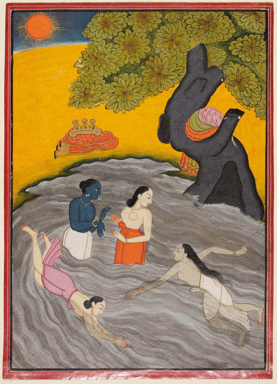 Krsna játszik a gópikkal a Jumnában, c. 1770. alkotó: Unbekannt