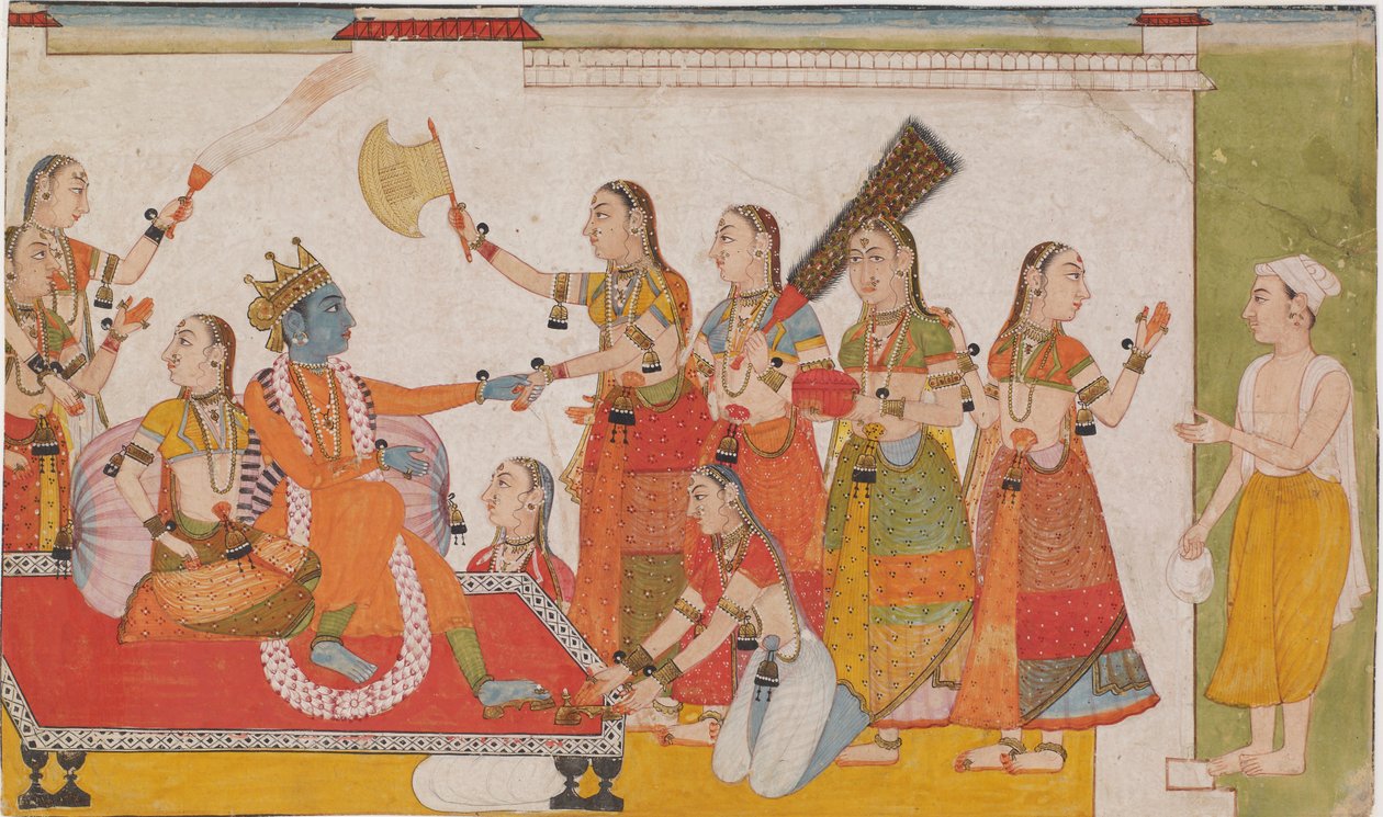 Krishna üdvözli Sudámát, a Bhagavata Purnából, kb. 1700. alkotó: Unbekannt