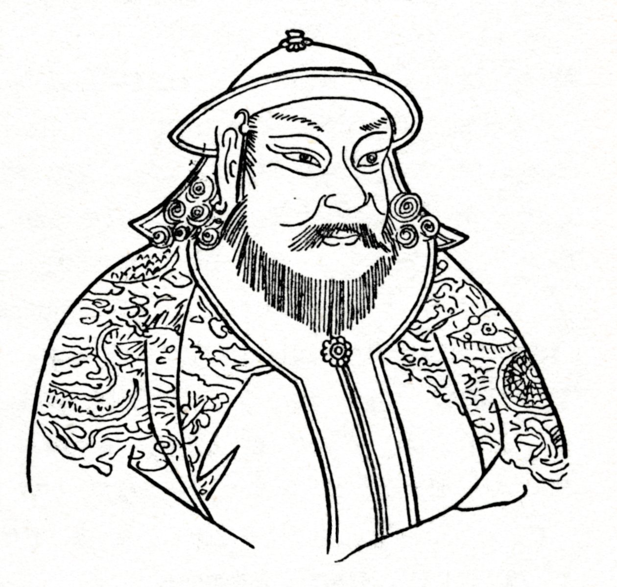 Kublai kán 1215-1294, a Mongol Birodalom és a Yuan-dinasztia alapítója, 1912 alkotó: Unbekannt