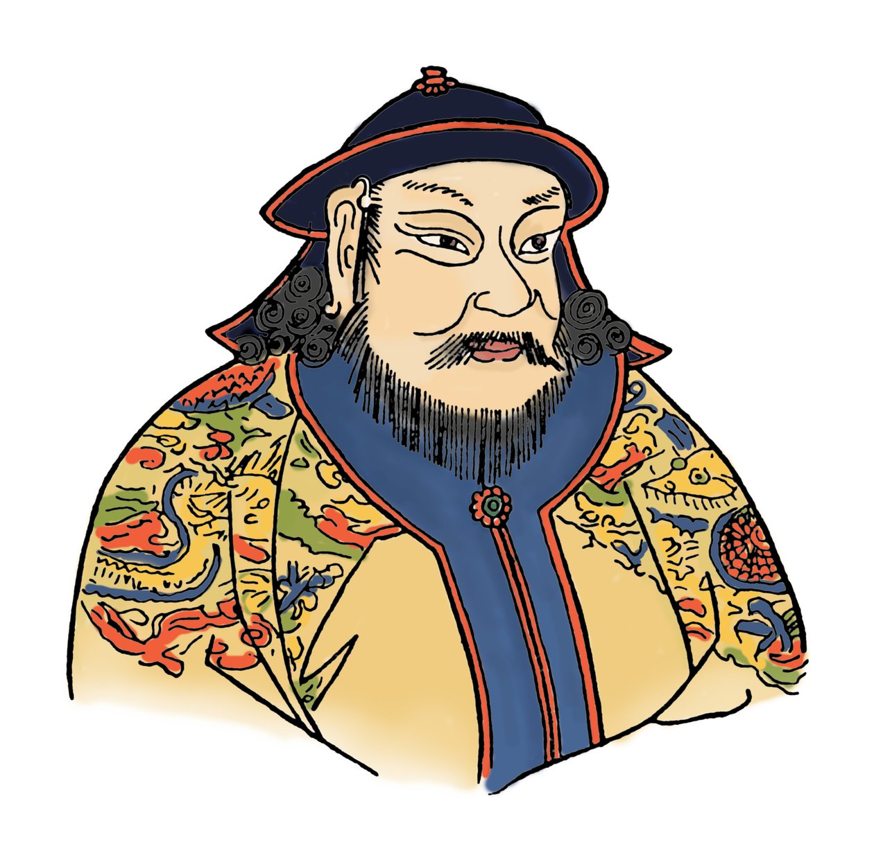 Kublai kán 1215-1294, a Mongol Birodalom és a Yuan-dinasztia alapítója, 1912 alkotó: Unbekannt