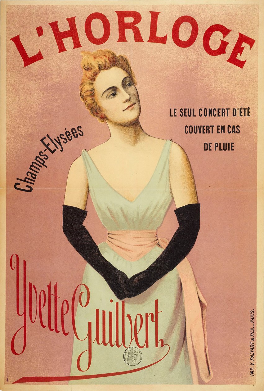 Az óra: Yvette Guilbert, kb. 1890-1895. alkotó: Unbekannt
