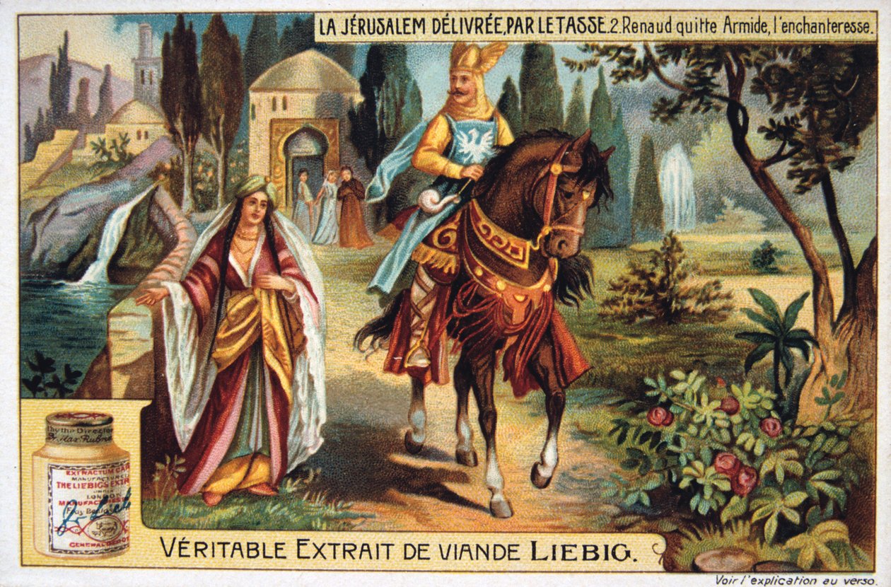 La Jerusalem delivery par le Tasse, Renaud elhagyja Armide-ot, a varázslónőt. 19. század alkotó: Unbekannt