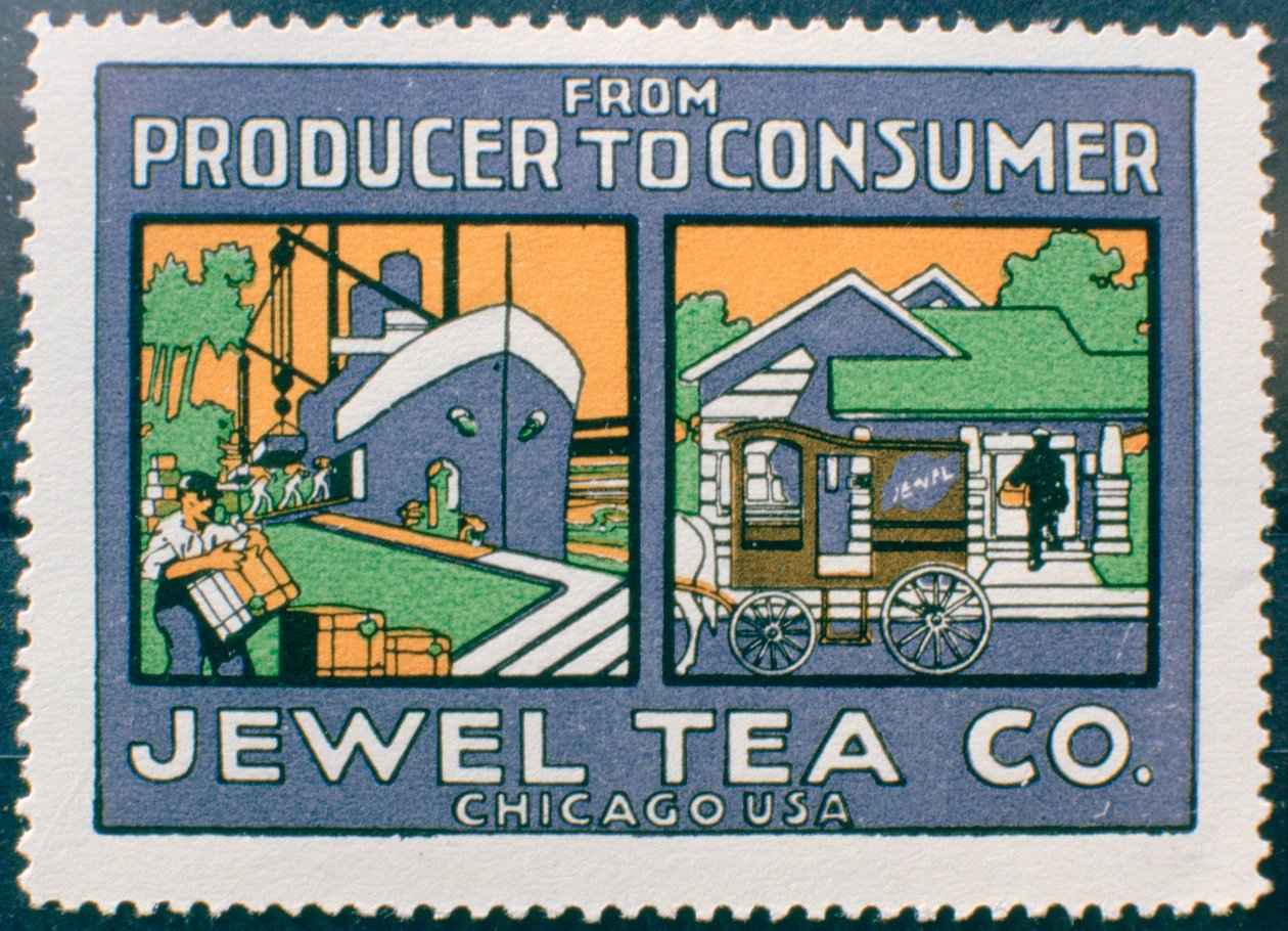 A chicagói Jewel Tea Co-t reklámozó címke, USA alkotó: Unbekannt