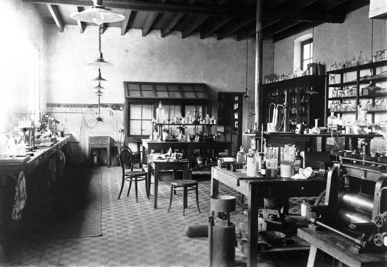 Alfred Nobel laboratóriuma Sanremói villájában, 1890-es évek alkotó: Unbekannt