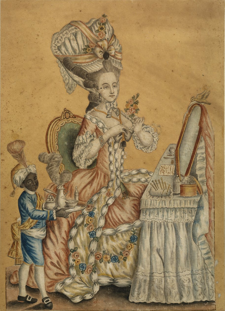 Hölgy a WC-ben egy fekete fiúval, 1770-es évek alkotó: Unbekannt