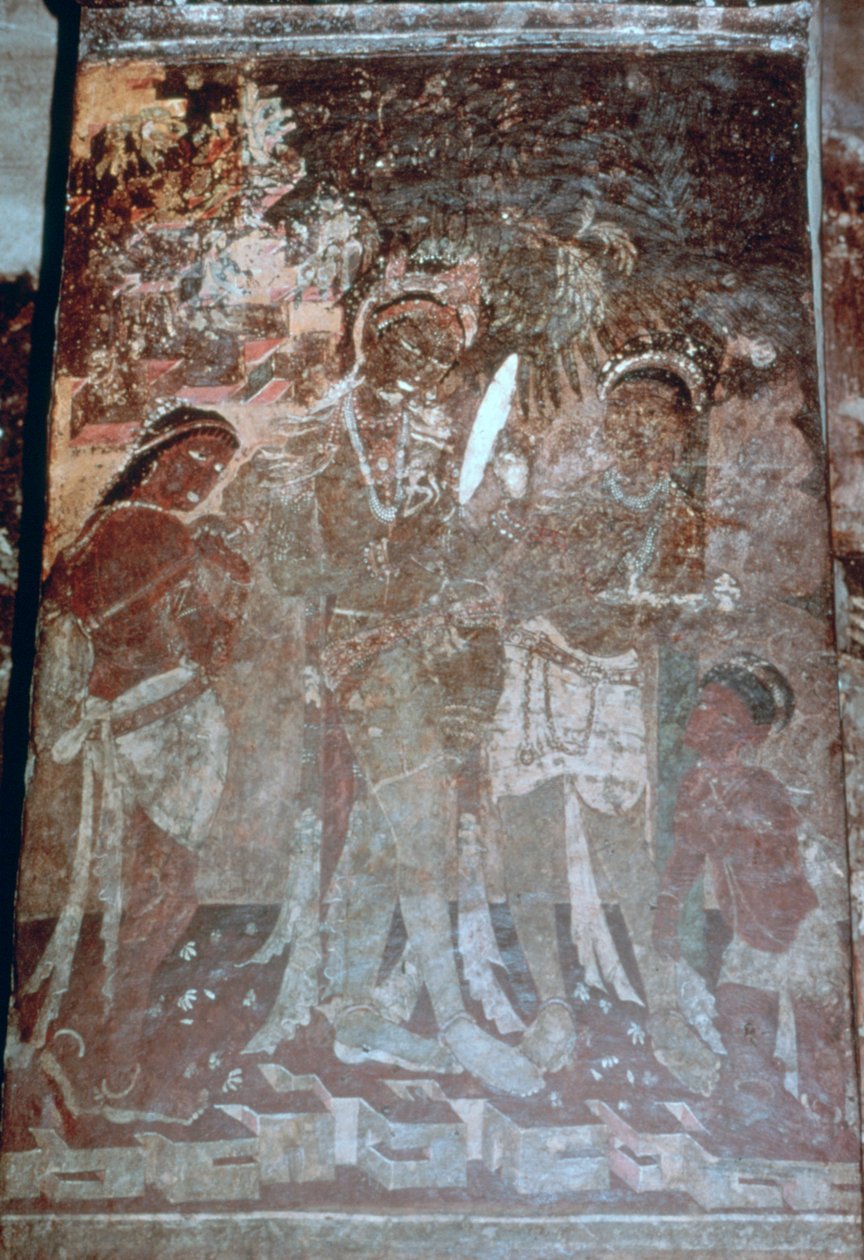 Hölgy a WC-nél, barlangfreskó, Ajanta, India. 1-5. 20. század alkotó: Unbekannt