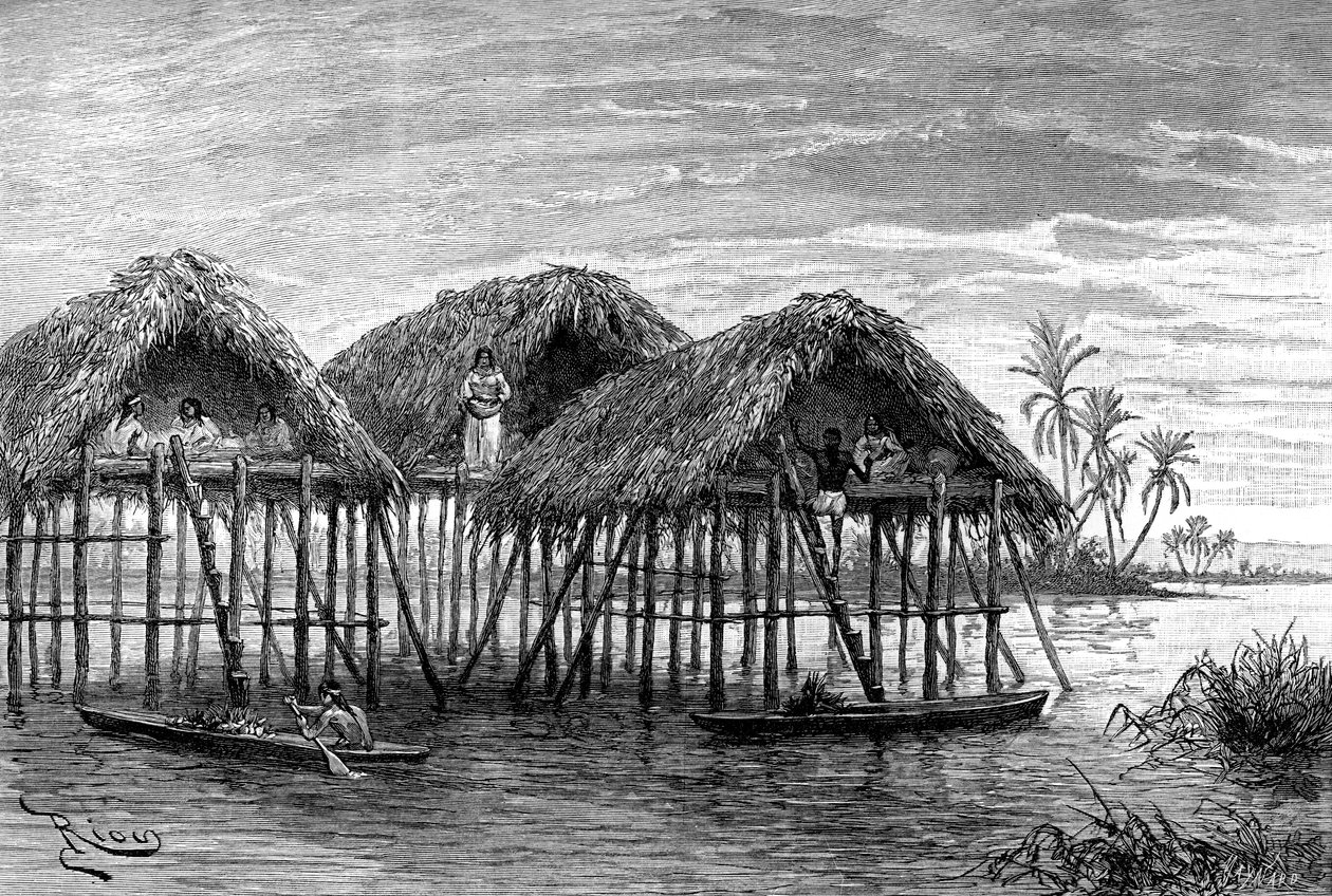 Santa Rosa tóbeli lakóházai, Maracaibo közelében, Venezuela, 1895 alkotó: Unbekannt