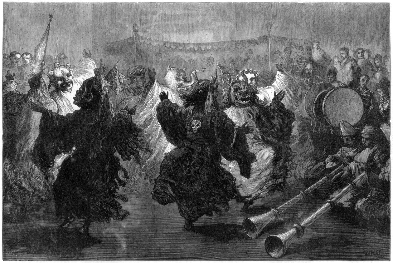 Lámatánc a Jummoo-ban, a walesi herceg előtt, 1876-ban alkotó: Unbekannt