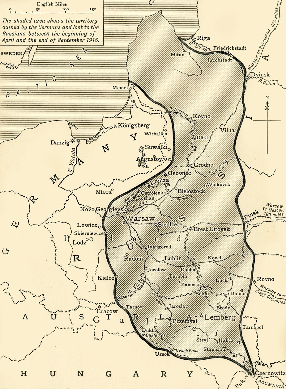 Németország által Oroszországtól elvett földterület, első világháború, 1915, c1920. alkotó: Unbekannt