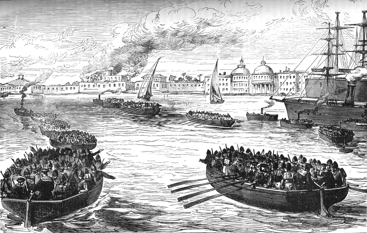 Leszállási csapatok az alexandriai Khedives-palotában a bombázás után, 1882, 1882-1885 alkotó: Unbekannt