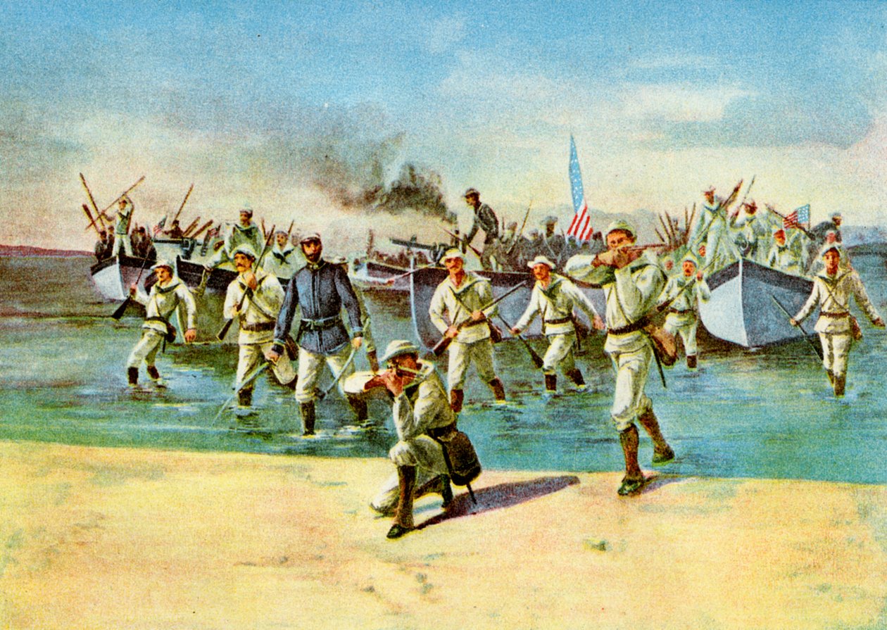 Leszálló lőszer a felkelőknek, tűz alatt, spanyol-amerikai háború, Kuba, 1898 alkotó: Unbekannt