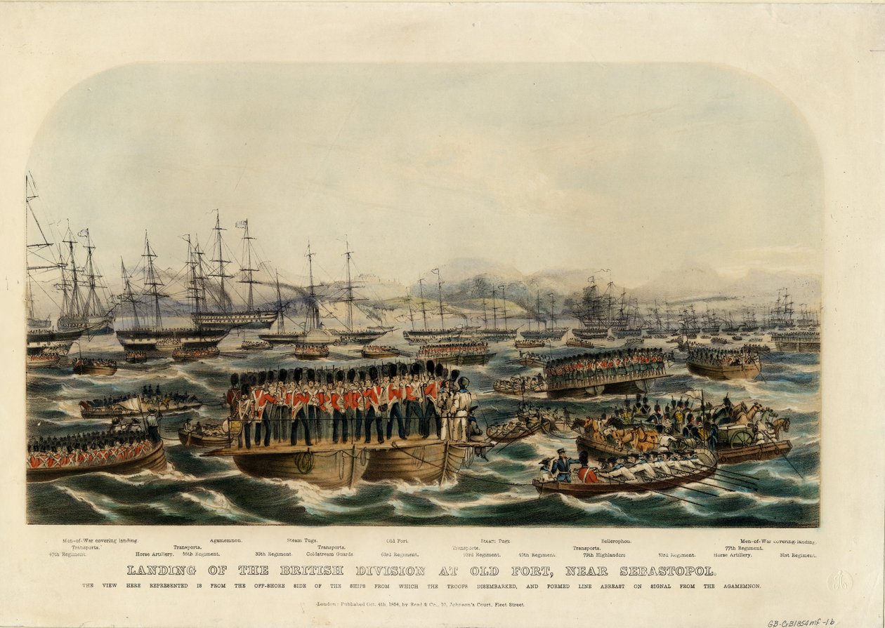 A brit hadosztály partraszállása Old Fortban, Szevasztopol közelében, 1854 alkotó: Unbekannt