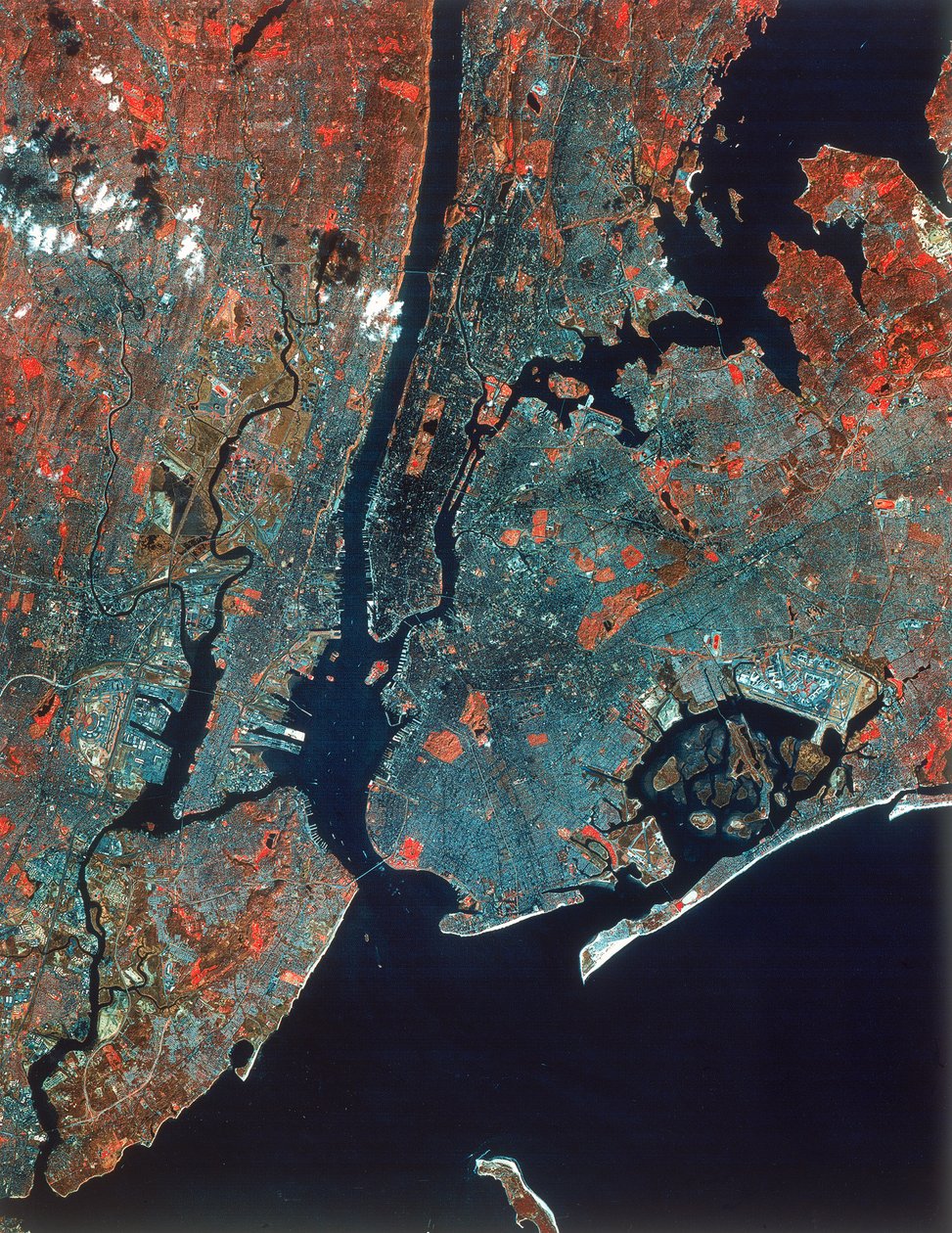 Landsat kép Manhattanről, New York, USA, 1980-as évek alkotó: Unbekannt