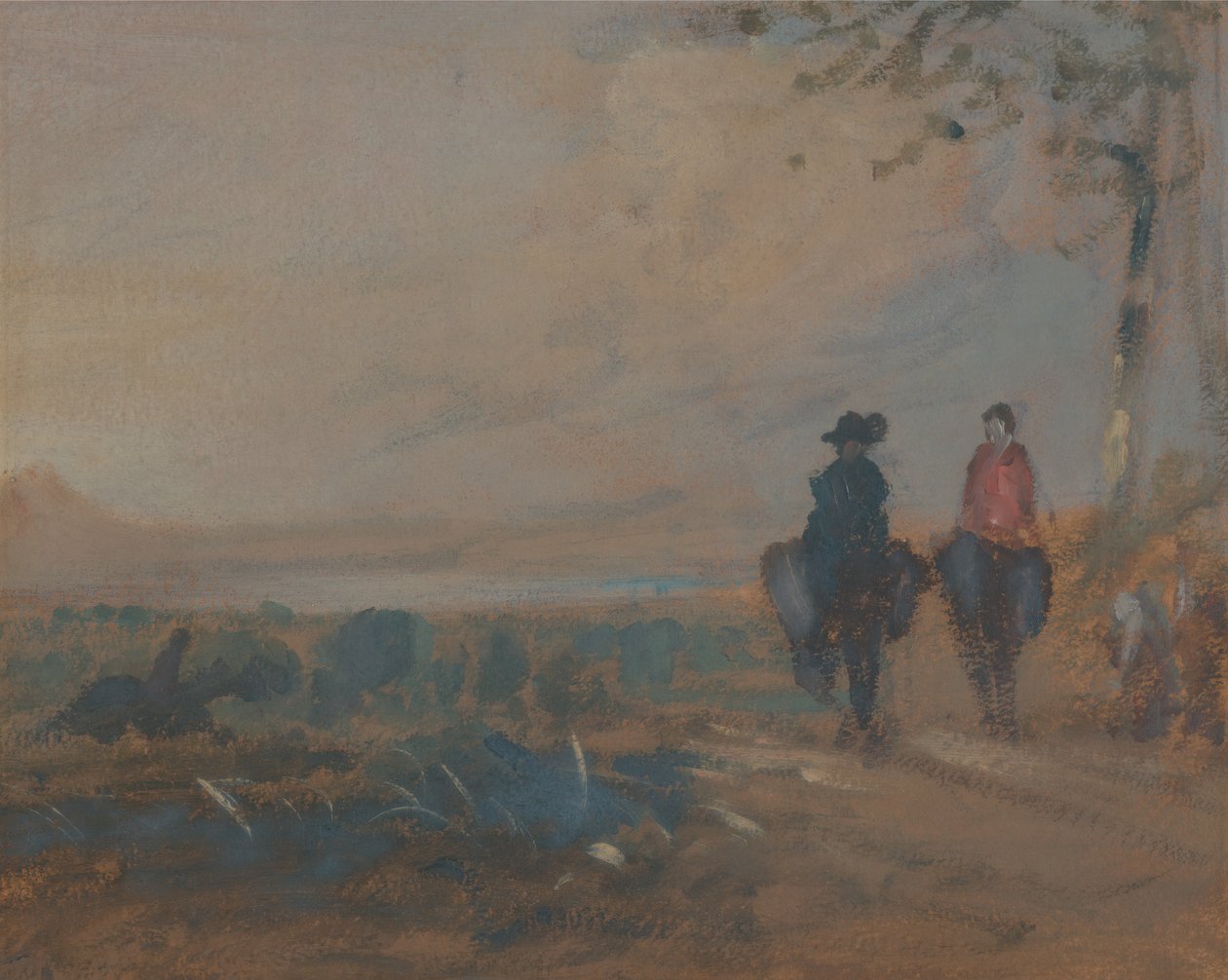 Táj tóval és két lovagló alakkal, kb. 1820. alkotó: Unbekannt