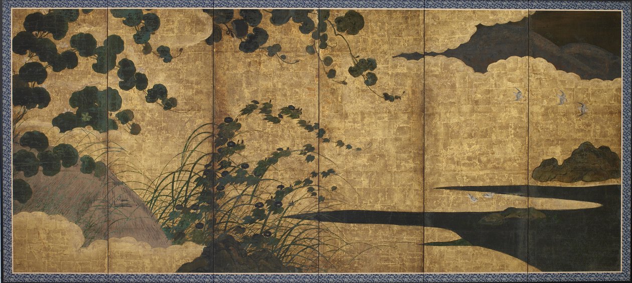 Táj virágzó szőlővel, Momoyama vagy Edo időszak, 17. század eleje. alkotó: Unbekannt