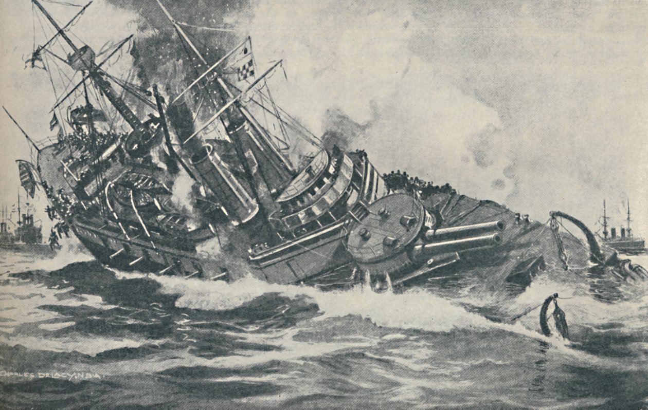 A HMS Victoria elsüllyedő csatahajó utolsó pillanatai, 1893, 1937 alkotó: Unbekannt