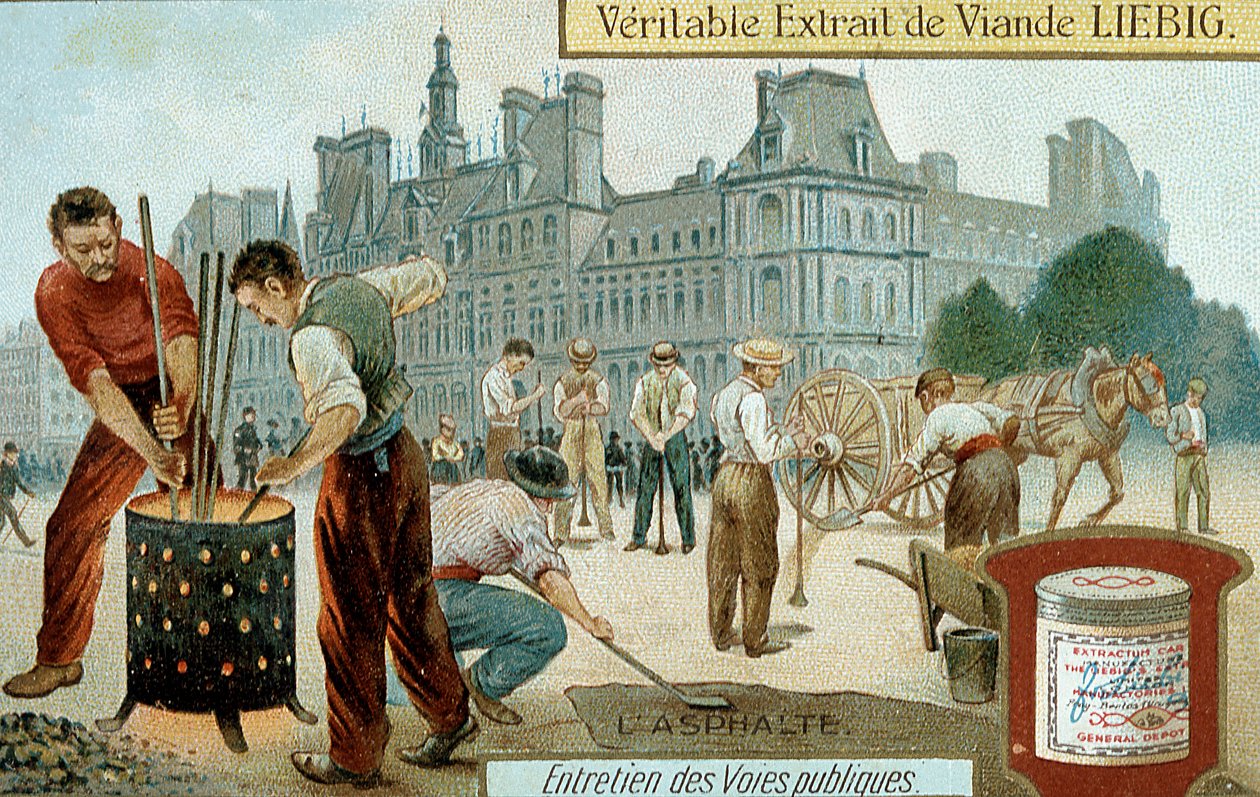 Aszfalt alapú burkolat lerakása egy párizsi utcában, c1900 alkotó: Unbekannt