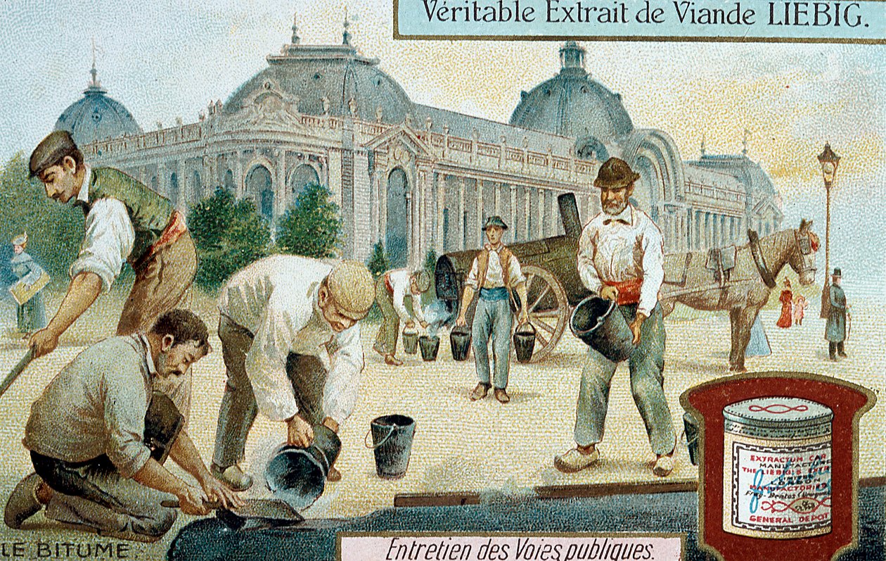 Bitumenes útburkolat lerakása egy párizsi utcában, c1900 alkotó: Unbekannt