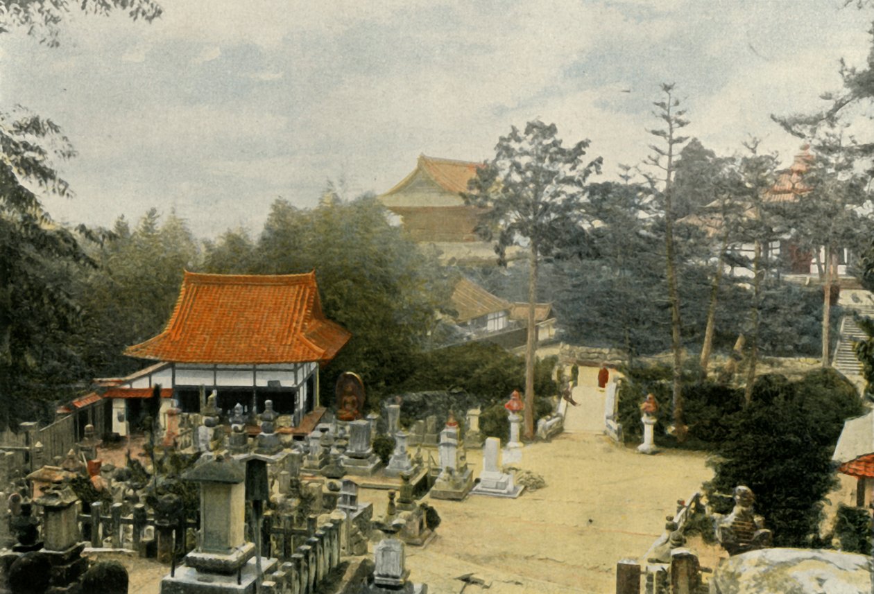 Le Cimetiere Kurodani a Kioto, Tombes Sculptees, Sírkövek Kurodani temetőben, Kiotó, 1900. alkotó: Unbekannt