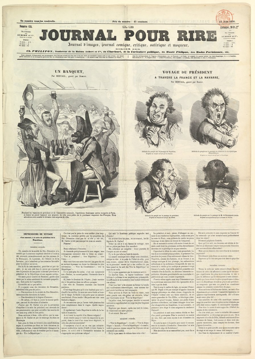 Le Journal Pour Rire, Journal dIimages, Journal Comique, Critique, Satirique et..., 1850. augusztus 23. alkotó: Unbekannt
