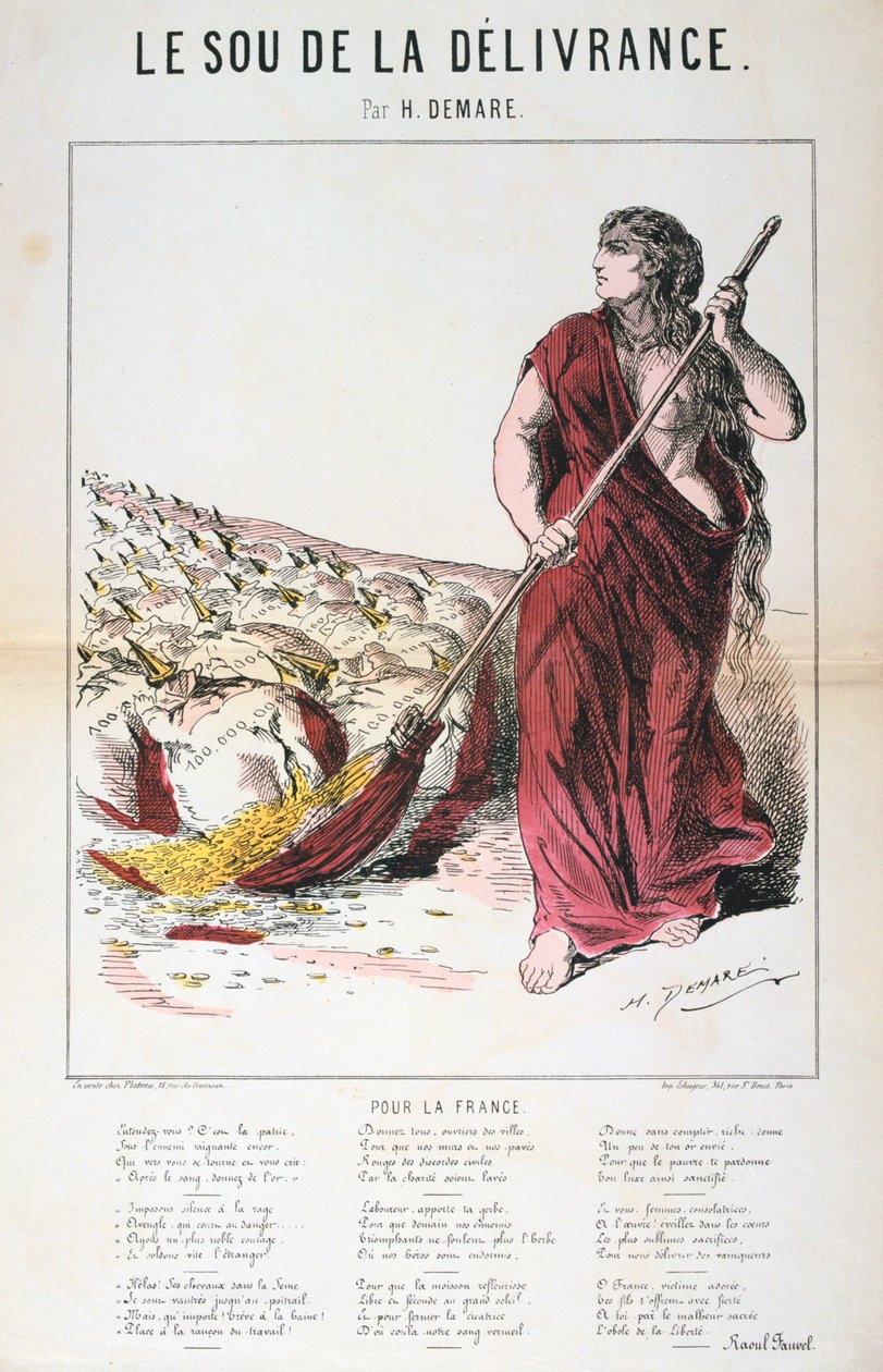Le Sou de la Delivrance karikatúra és dallap, francia-porosz háború, 1870-1871 alkotó: Unbekannt