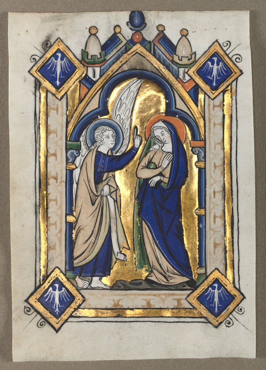 Zsoltárból kivágott levél: Angyali üdvözlet, c. 1260. alkotó: Unbekannt