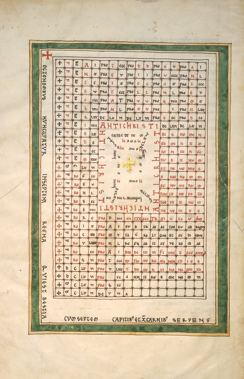 Levél egy Beatus-kéziratból: Az Antikrisztus asztala, kb. 1180. alkotó: Unbekannt