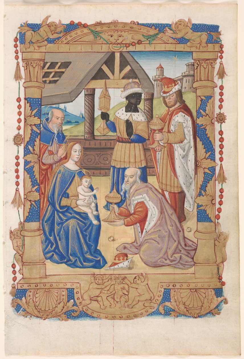 Levél egy Órakönyvből: Mágusok imádása recto, c. 1510. alkotó: Unbekannt