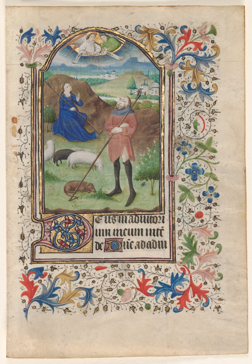 Levél egy Órakönyvből: Angyali üdvözlet a pásztoroknak c. 1460. alkotó: Unbekannt