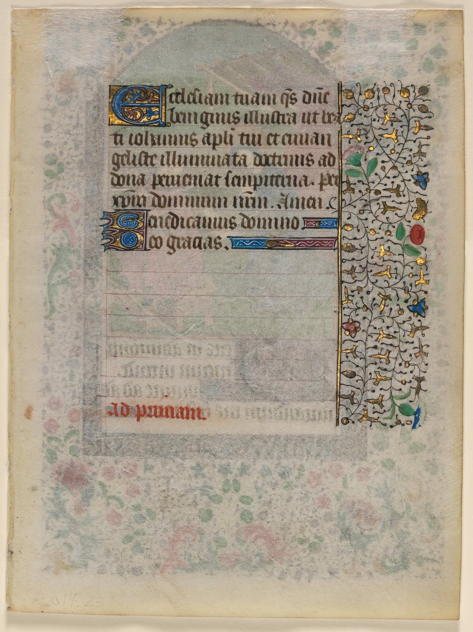Levél egy órakönyvből: Szöveg verso, c. 1430. alkotó: Unbekannt
