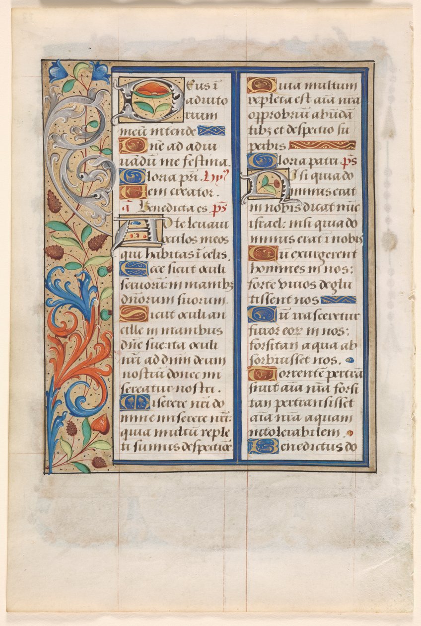 Levél egy órakönyvből: Szöveg illusztrált szegéllyel verso, c. 1510. alkotó: Unbekannt