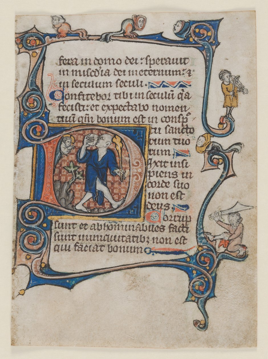 Levél egy zsoltárról: Initial D: A Bolond, akit Isten megdorgál, c. 1300-1320. alkotó: Unbekannt